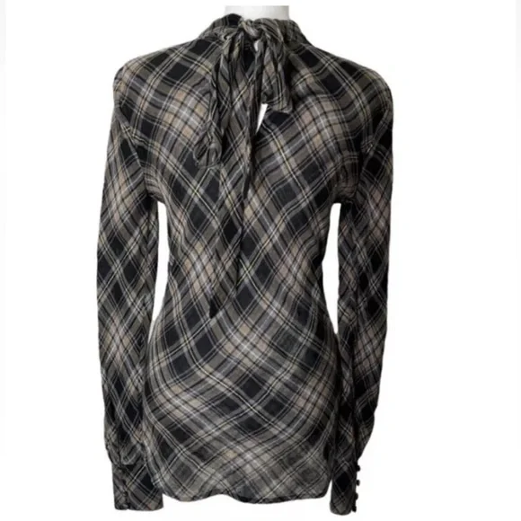 Veronica Beard Wade Metallic Plaid Blouse Shirt Top Size 8 $295 - Picture 4 of 9